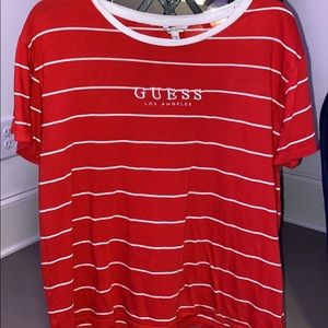 Unisex Red & White Stripped Vintage Guess T-Shirt